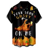 Camisa Ybhuo Thanksgiving Turkey De Manga Curta Estampada Para Homens