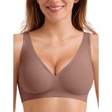 Sutiã Sem Costura Sem Fio Letsjoli Deep V Push Up Coffee