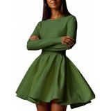 Vestido De Suéter Chartou, Manga Comprida, Plissado, Verde Alargado, Gg, Feminino