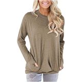 Camiseta Akihoo Preta Casual Feminina De Manga Comprida Com Bolso Xxl