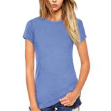 Camiseta Feminina Beluring, Casual De Verão, Manga Curta, Azul
