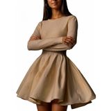 Vestido De Suéter Chartou De Manga Comprida Plissado, De Malha Larga, Cáqui