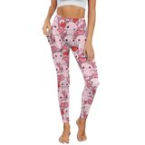 Leggings Afpanqz Rosa Axolotl De Cintura Alta Aconchegantes Para Mulheres