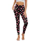 Legging Afpanqz Hearts Print Para Mulheres E Academia De Ioga De Cintura Alta