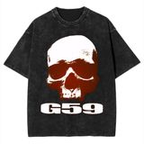 Camiseta Dustinca 59 Skull Red Logo Classic Music Para Homens