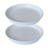 Pires De Plantas Gikupom, Bandeja Profunda De Cerâmica Branca De 17/18 Cm - Pacote Com 2