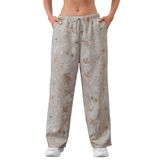 Calça De Moletom Feminina Eutten, Perna Larga, Camuflagem De Cintura Alta