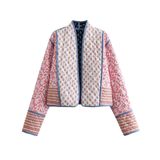 Jaqueta Feminina Opcakm Recortada Com Estampa Floral Acolchoada Rosa Xs