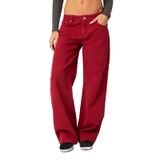 Jeans Kodaruber Femininos Y2k Low Rise Baggy Vintage Wine Red