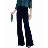 Calças Kotiera Cozy Velvet Flared Bootcut Para Mulheres Navy S