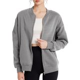 Jaqueta Gemlon Zip Up Para Mulheres, Moletons De Lã, Cinza, Tamanho M