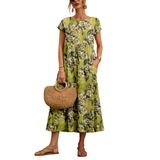 Vestido Wrolem, Casual De Verão, De Algodão Com Bolsos, Feminino, 2024