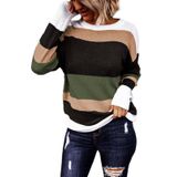 Suéter Qacohu Feminino Moda 2024 Casual Listrado Verde L