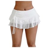Mini Saia Verdusa Y2k De Cintura Baixa Em Malha De Renda Branca Para Mulheres