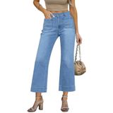 Calças Largas Lookbookstore, Azul Claro, Elástico, Jeans Femininos
