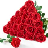 Rosas Artificiais Serwalin, Veludo Vermelho Brilhante, 20 Unidades, 50 Cm