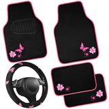 Capa De Volante Borboleta Bordada Car Pass E Tapetes De Carro