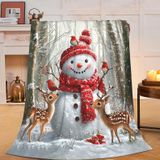 Cobertor Yibuda Snowman Fleece Plush Winter Soft 100% Microfibra
