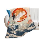Cobertor Gyeong Japanese Crane Japanese Waves Flannel 50x40cm