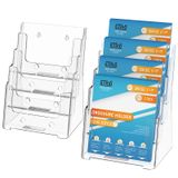 Suporte De Brochura Em Acrílico Ktrio 4 Camadas, 6 X 9 Polegadas, Pacote Com 2 Unidades, Transparente