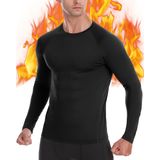 Camisa Masculina De Compressão Térmica Eobekee, Forrada Com Lã Quente, Preta