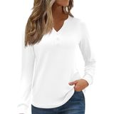 Blusa Blingfit Plus Size Feminina De Manga Comprida Com Decote Em V 3gg Branca