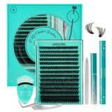 Kit De Extensão De Cílios Amzgirl Lash 280 Unidades Com Adesivo, Removedor E Ferramenta
