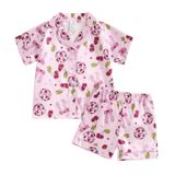 Pijamas Fsadfeas Para Crianças E Meninas, Manga Curta, Seda, Verão 6-7y