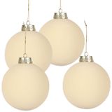 Bolas De Veludo De Natal Kiqpla 15 Cm, Creme, Branco, 4 Peças