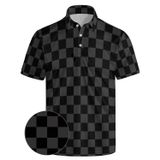 Camisa Polo Homny Ultral Soft Black Checkered Para Homens Xl