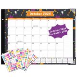Calendário De Mesa Kopeesy 2024-2025 22x17cm Com Capa De Plástico