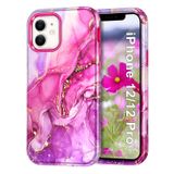 Capa De Telefone Btscase Para Iphone 12/12 Pro 6,1" À Prova De Choque Rosa Choque