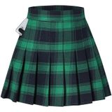 Saia Sangtree A-line Plaid Skater Plissada Verde/preta Para Mulheres