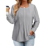 Blusa Túnica Feminina Eytino, Tamanho Grande, Manga Comprida, Cinza Médio