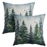 Capas De Almofada Granbey Green Tree Winter 60 X 60 Cm, 2 Peças