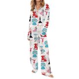 Conjunto De Pijama Feminino Fnkro Y2k Nutcracker, Manga Comprida, Cetim, Branco