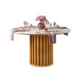 Mesa De Sala Jantar Viena C/ Tampo Madeirado C/ Vidro 136cm Cedro/off White - Dj Móveis