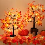 Decoração De Outono Iluminada Maple Tree Eambrite Com 24 Leds De 60 Cm, Pacote Com 2