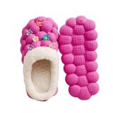 Chinelos Infantis Bubble Slides Zasqiz, Forro De Pele, Inverno, Rosa, Vermelho