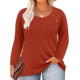 Top Tiyomi Plus Size Com Gola Redonda E Manga Comprida, Camisa De Outono Feminina