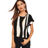 Blusa Feminina Floerns, Manga Curta, Casual De Negócios, Preta