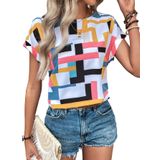 Blusa Feminina Floerns, Manga Curta, Casual De Negócios, Branca