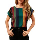 Blusa Feminina Floerns, Manga Curta, Casual Para Negócios, Verde Escuro