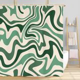 Cortina De Chuveiro Dongbei Aesthetic 70s Abstract Wavy Swirl