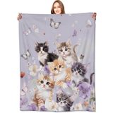 Cobertor Vodrm Adorable Kitten Cute Cat Butterfly Lavender 100x125cm