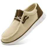 Mocassins Egmpda, Sapatos De Barco Sem Cadarço Para Homens, Bege, Marrom