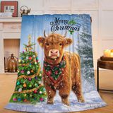 Manta Beynepe Christmas Highland Cow Print 100x125cm