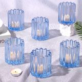 Castiçal Votivo Haviti Blue Glass Para Casamento, 6 Peças