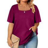 Blusa Feminina Eytino Plus Size De Verão Com Gola Quadrada Roxa 4x
