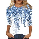 Camiseta Jxkikoze Plissada De Manga 3/4 Camiseta Feminina Plus Size